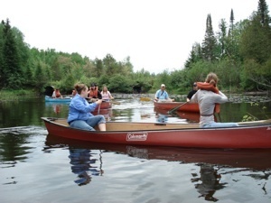 Canoeing down Tenderfoot Creek at UNDERC-East